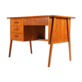 Bureau à piédestal simple en teck danois vintage rétro des années 60/70
