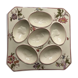 Old square plate longchamp XXth ceramic egg display