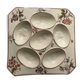 Old square plate longchamp XXth ceramic egg display