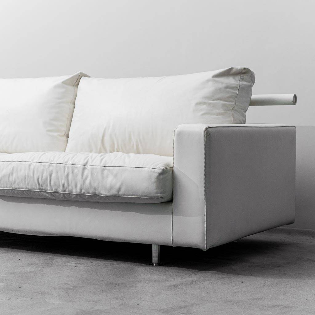Divano 3 posti patrick in pelle bianca flexform anni ‘2000