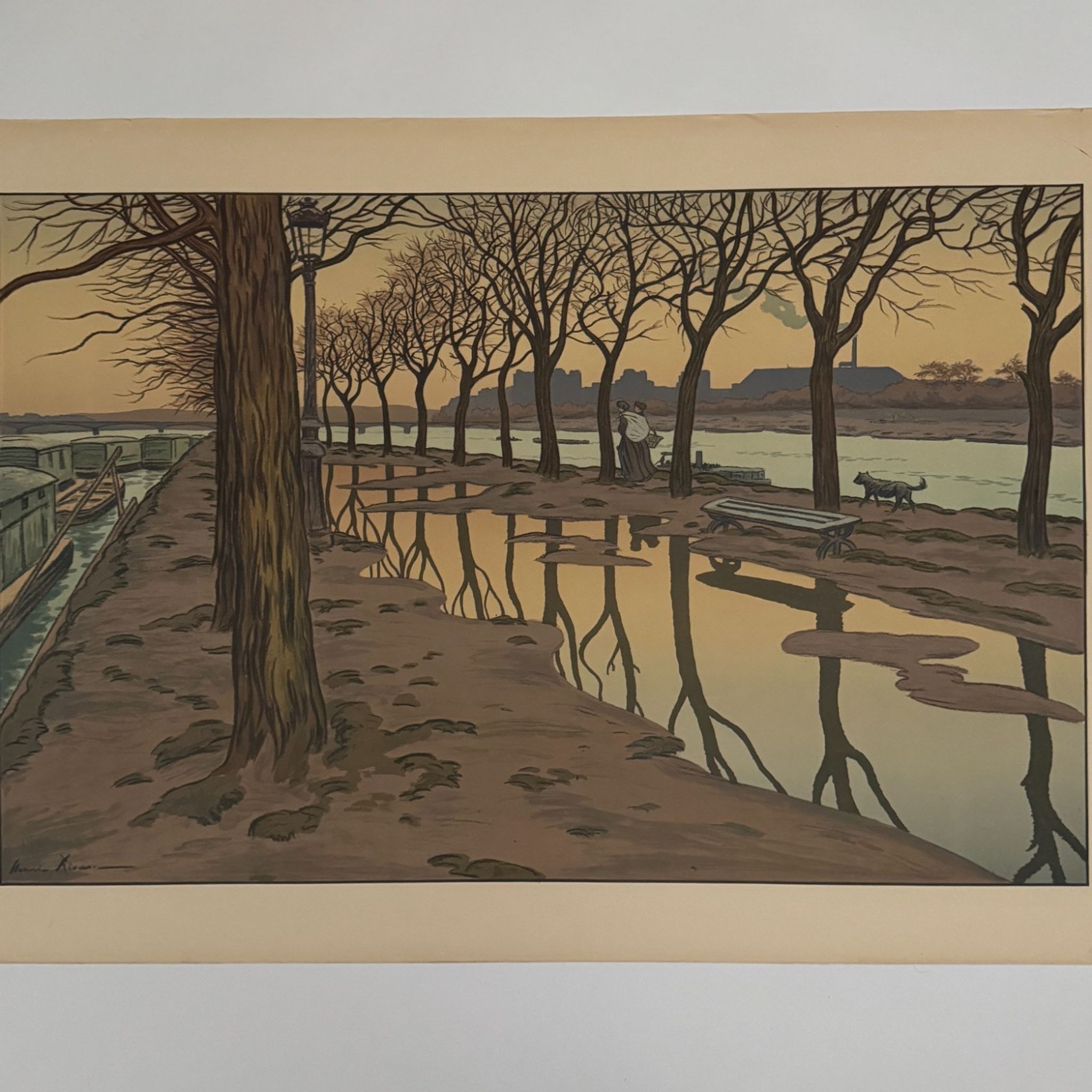 Lithograph by Henri Rivière Parisian Landscapes - The Isle of Swans