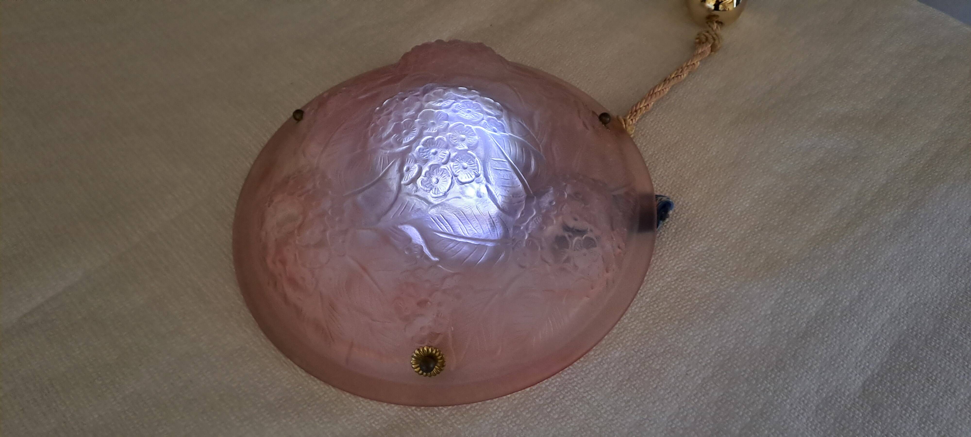 Powder pink Art Deco pendant light