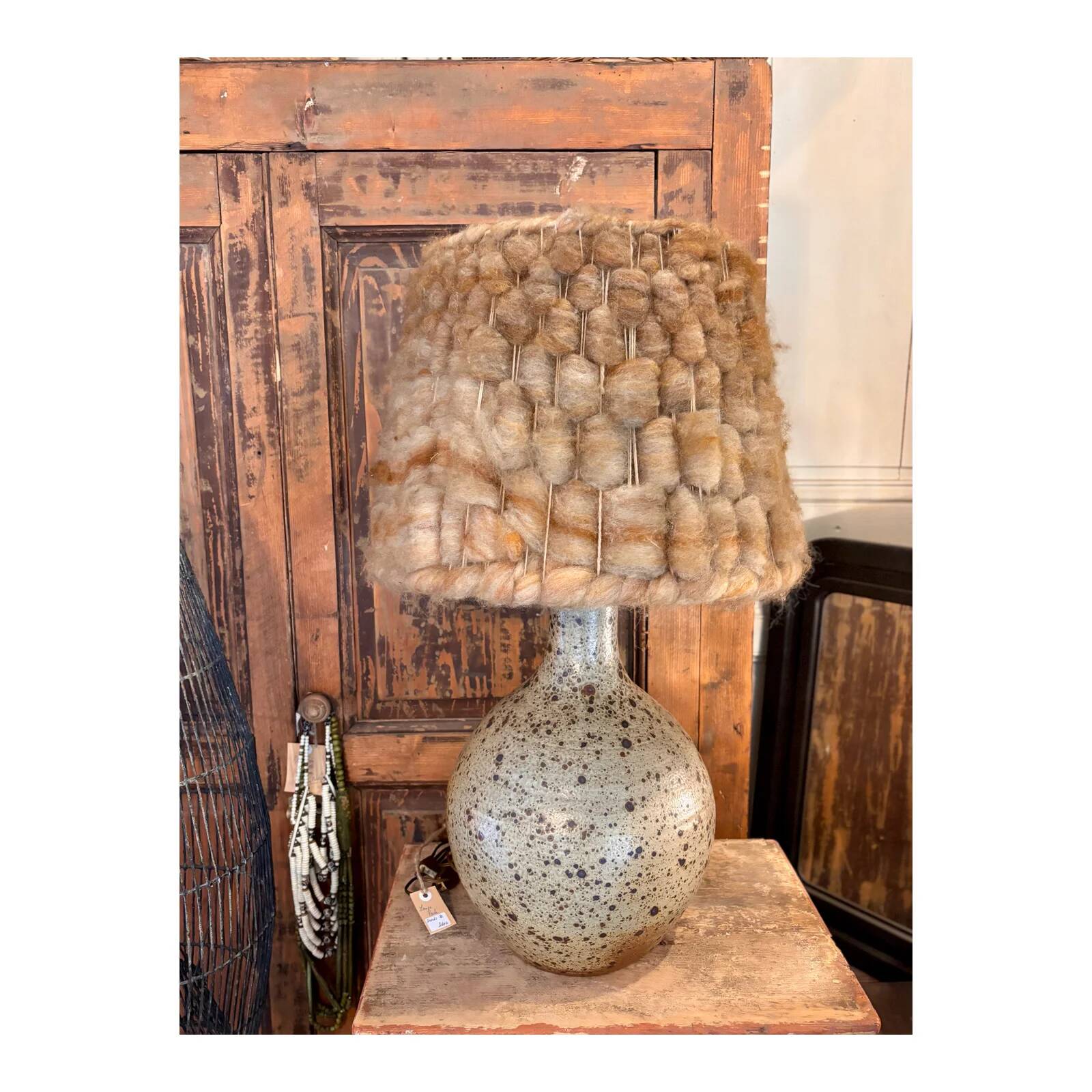 Large vintage stoneware lamp