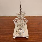 Vintage silver-plated salt and pepper shaker set in crystal.