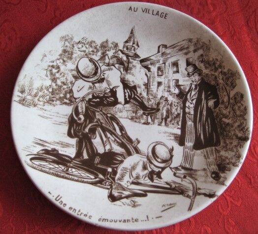 6 decorative plates "bike" sarreguemines