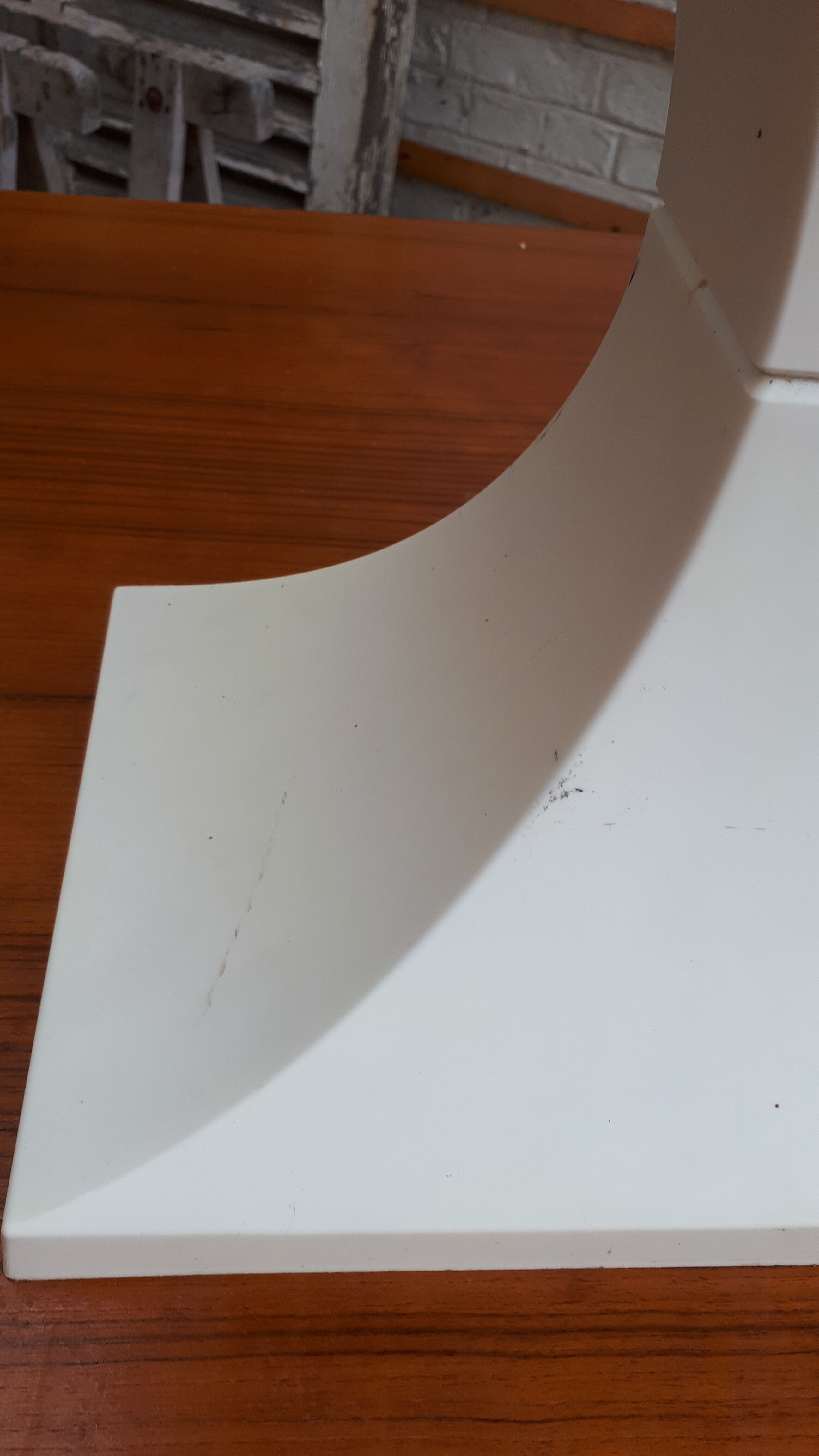 70's white and orange Prisunic Tabouret