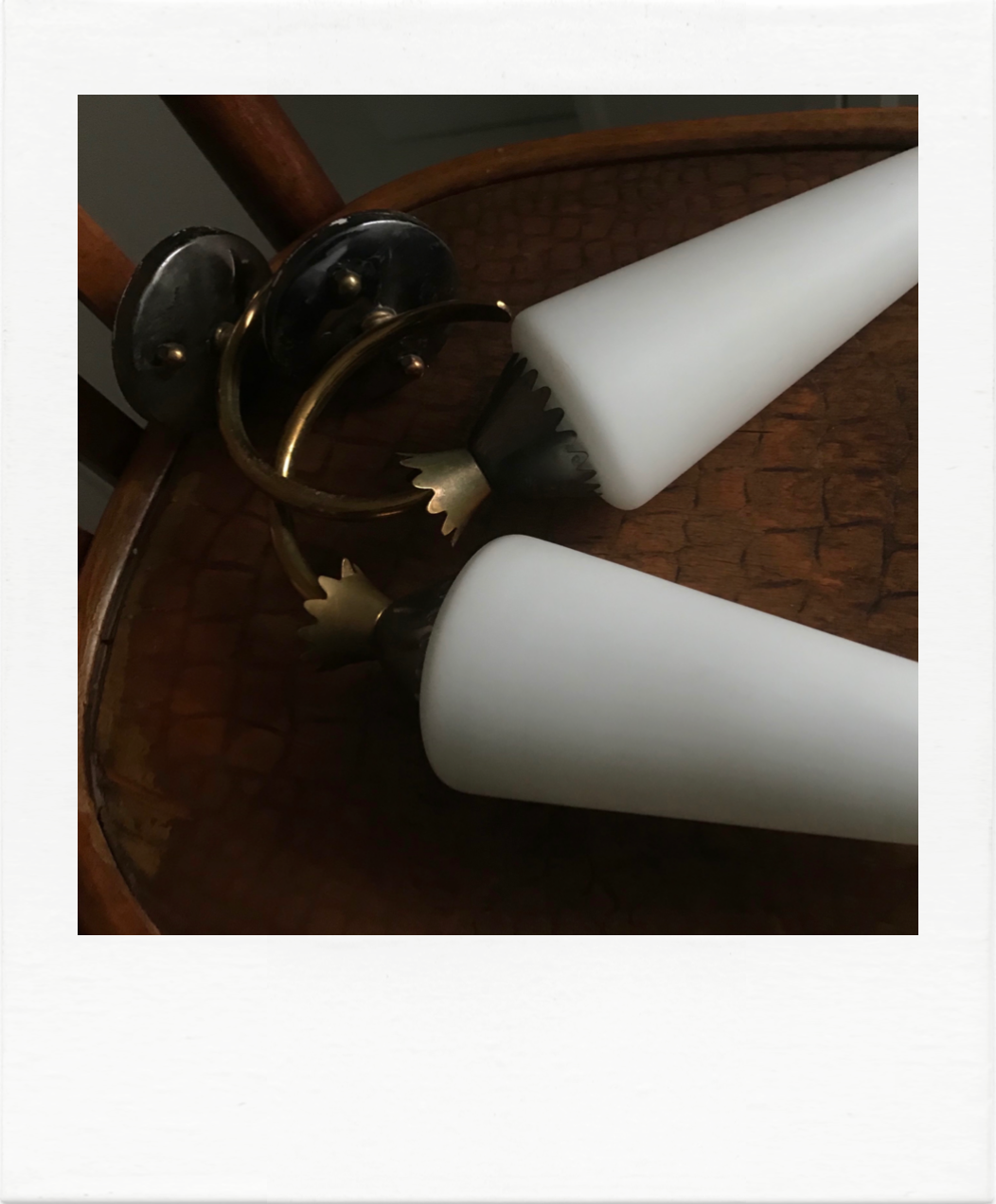 Pair of 50-60 bi-tone brass and bronze wall light