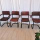 Set of 4 Vintage Quilted Leather Dining Chairs: Black Metal Base