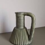 Vintage green ceramic pitcher, decorative jug from the 1960s