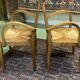 Pair of beech and straw armchairs