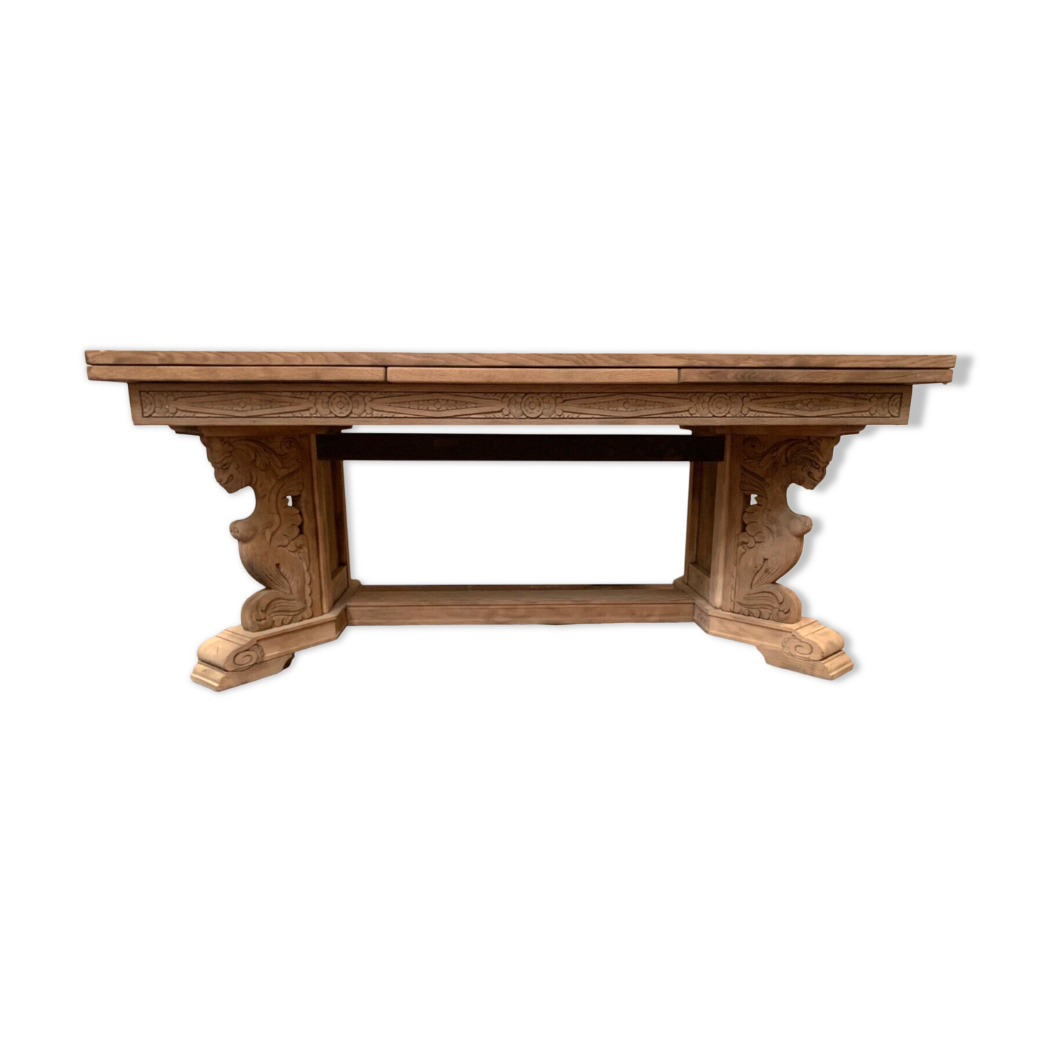 Renaissance style table in solid oak, 20th century