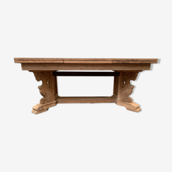 Renaissance style desk table in solid chene XX century