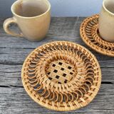 Ceramic and rattan coffee cups