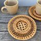 Ceramic and rattan coffee cups