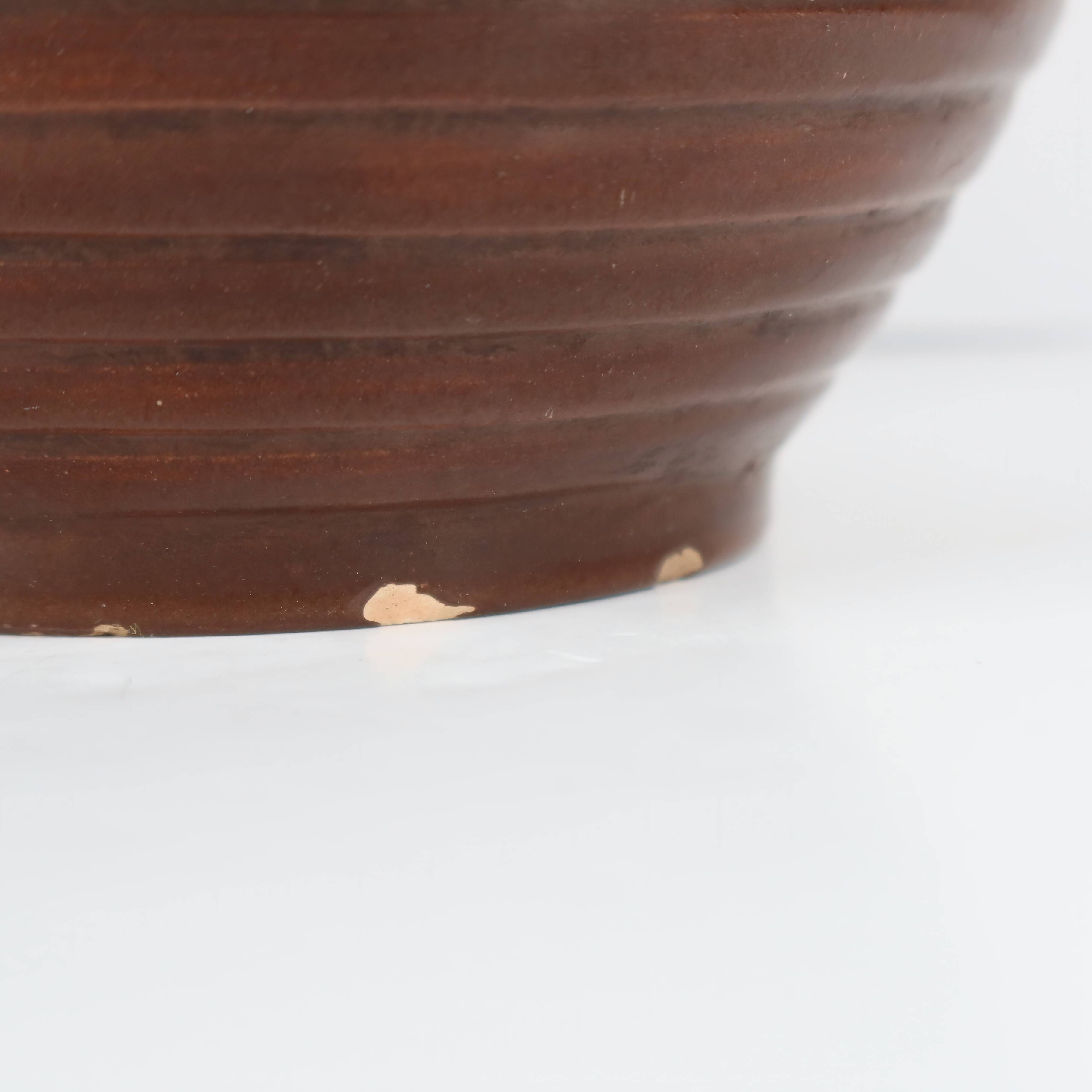 Globular ceramic vase by L. Dage, hand-painted floral decoration, style