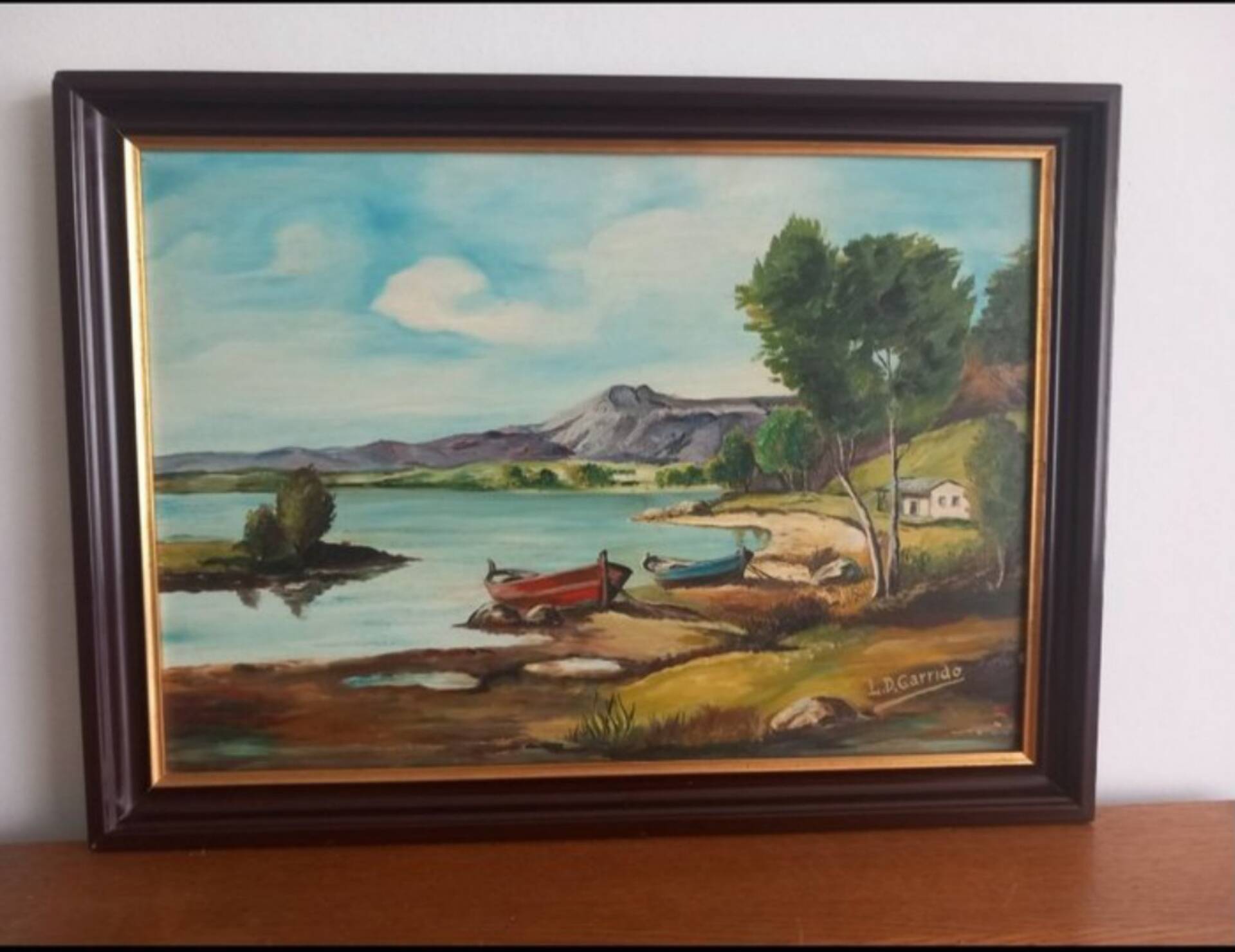 Landscape with Red and Blue Boats Louis Désiré GARRIDO