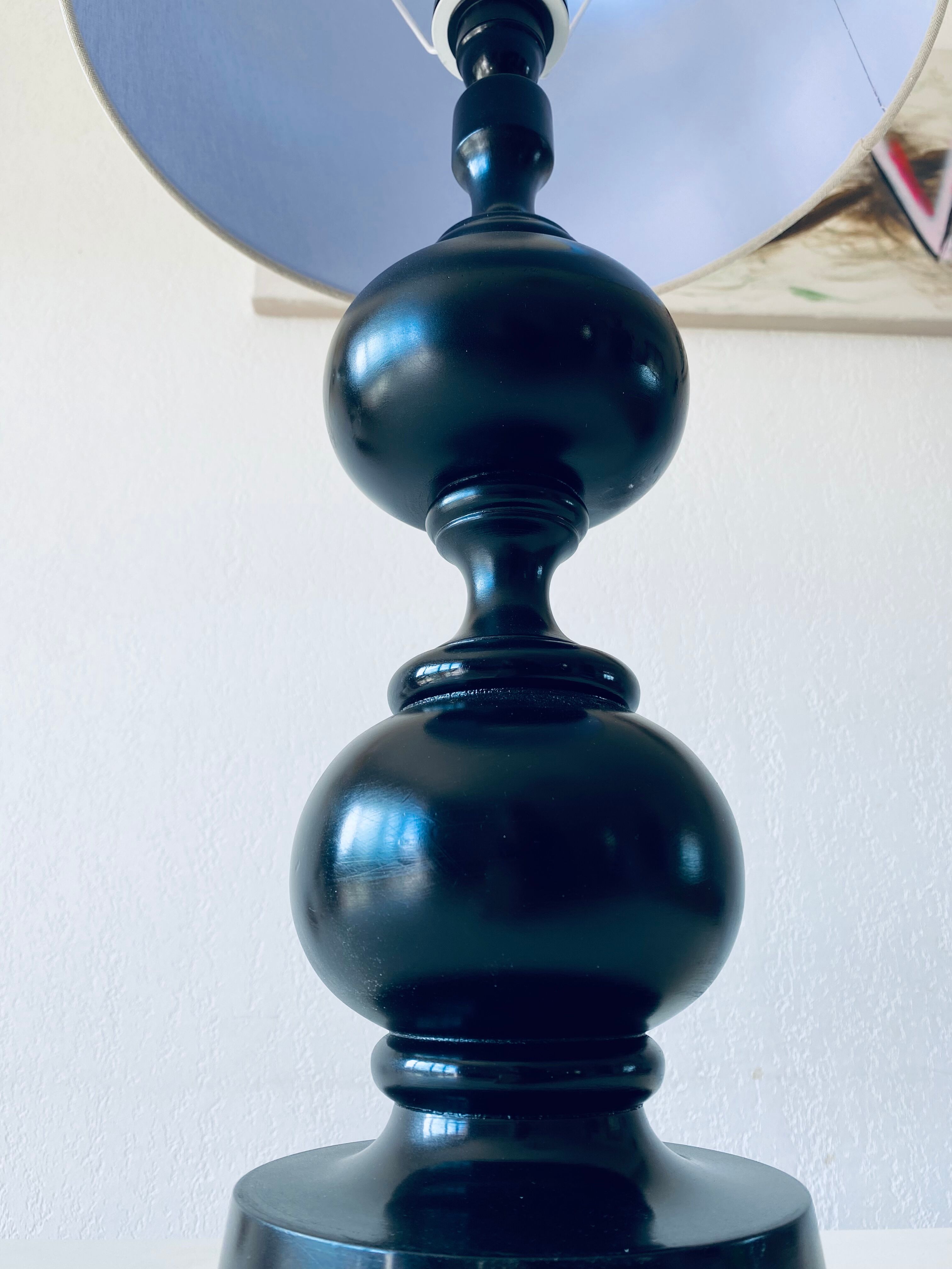 Vintage turned wooden lamp