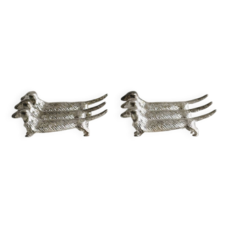 Lot de 6 porte-couteaux en forme de chien teckel
