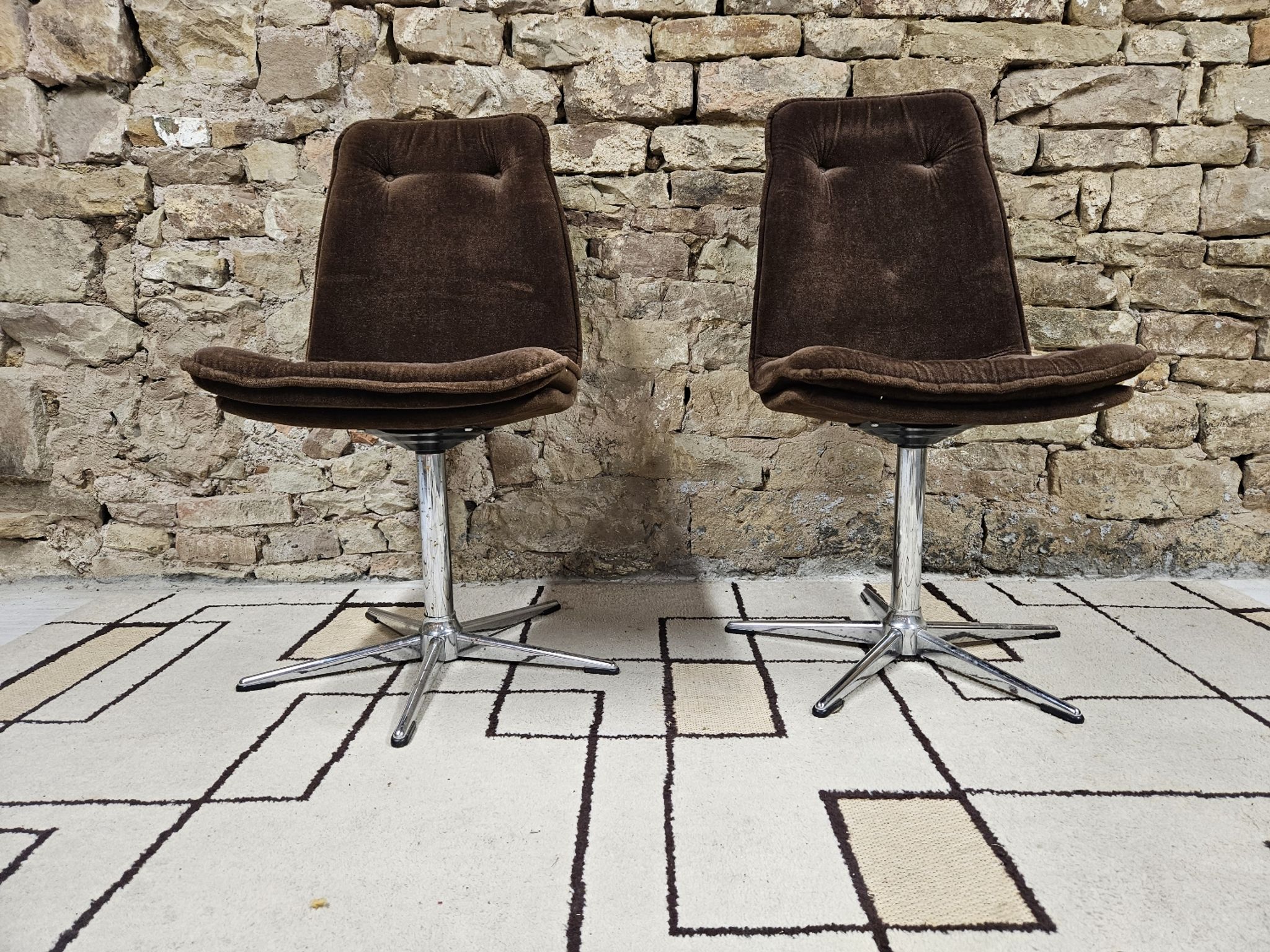 Paire de chaise fauteuil velour vintage  1970"