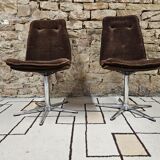 Pair of vintage velvet armchair chair 1970"