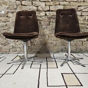 Paire de chaise fauteuil velour vintage  1970"
