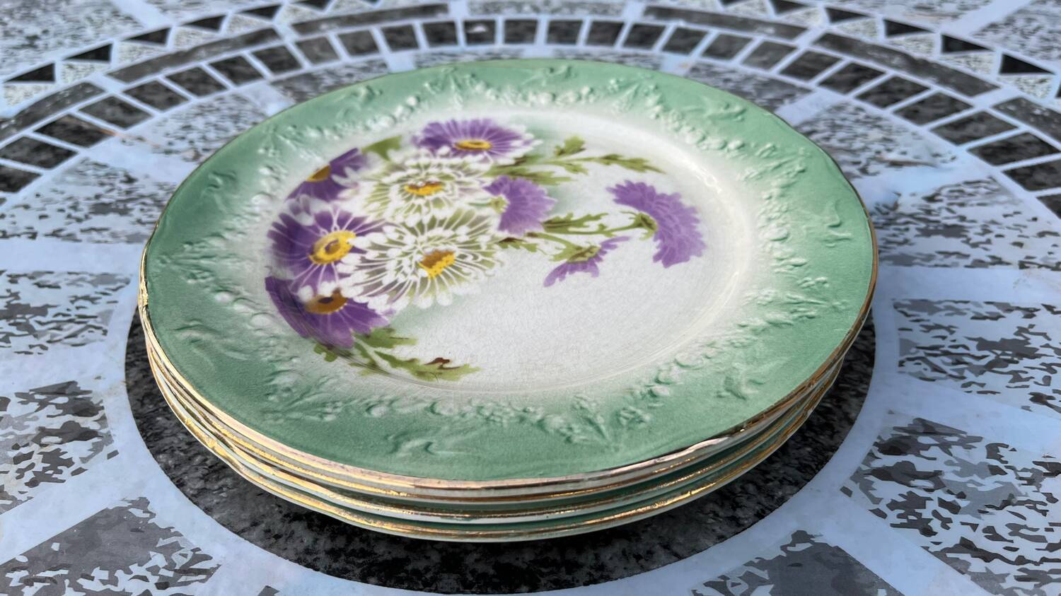 Lot de 4 assiettes à dessert L&G Luneville anciennes