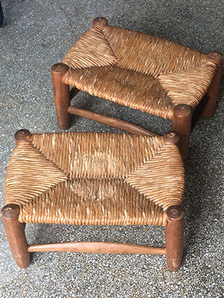 Pair of mid-century mulched stools