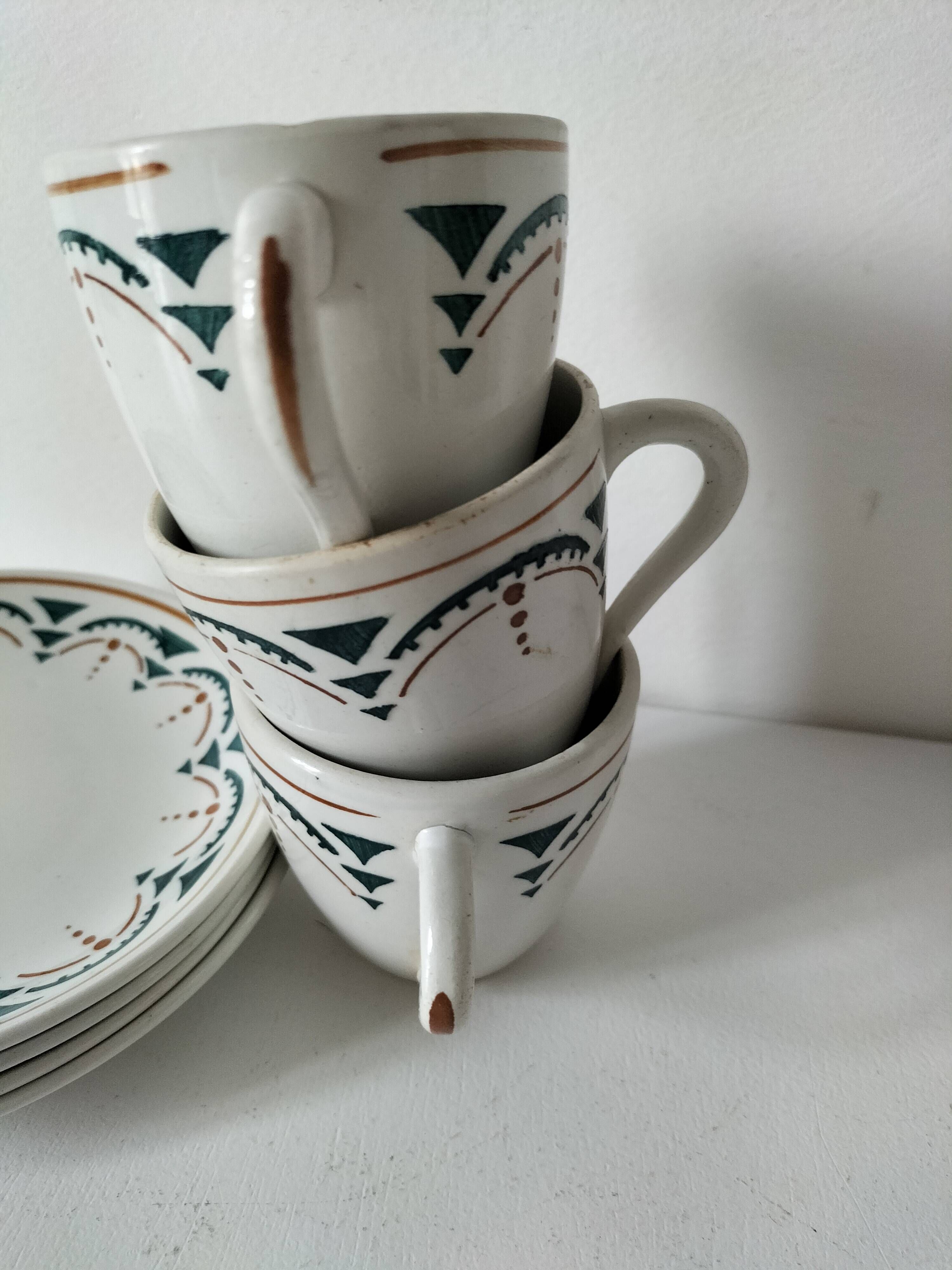 Set of 3 K&G Lunéville cups and saucers – Succao model, 1920s