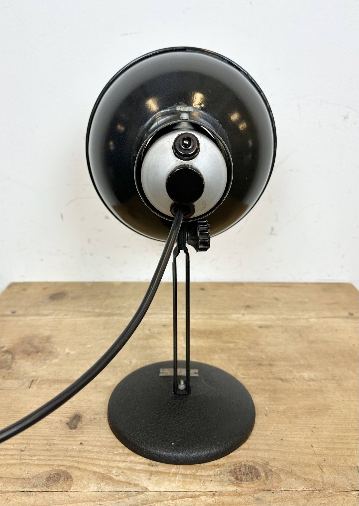 Vintage black enamel table photo lamp, 1950s