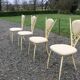 4 vintage chairs in tubular metal lacquered white yellow.