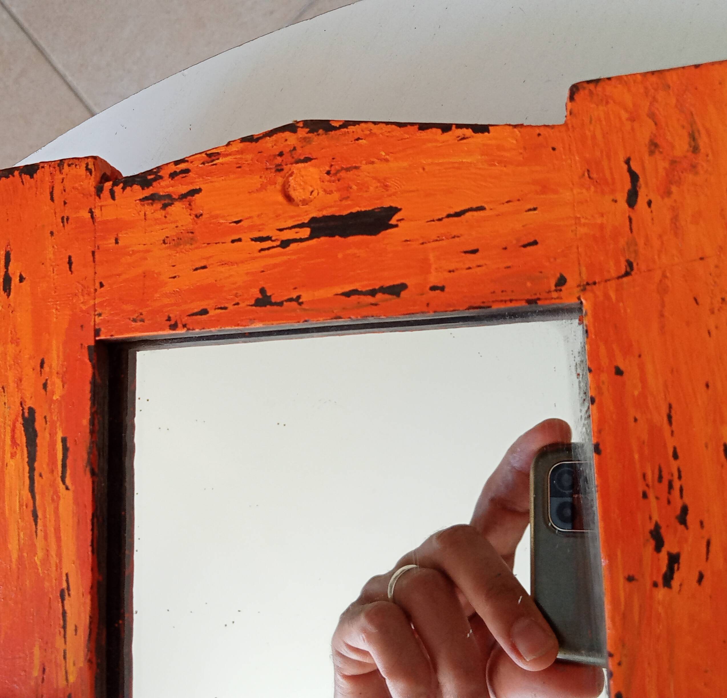 Vintage teak barber mirror 50s