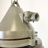 Dark grey explosion proof lamp with black enameled shade, 1970s