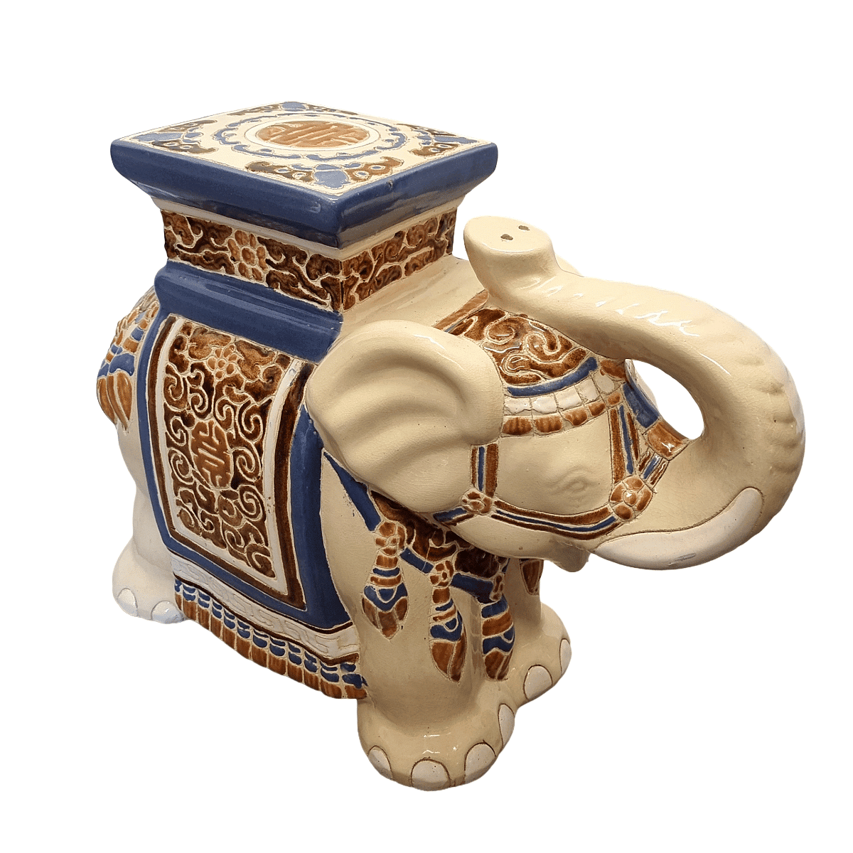 Vintage Ceramic Elephant Statue Plant Table From The 1970s