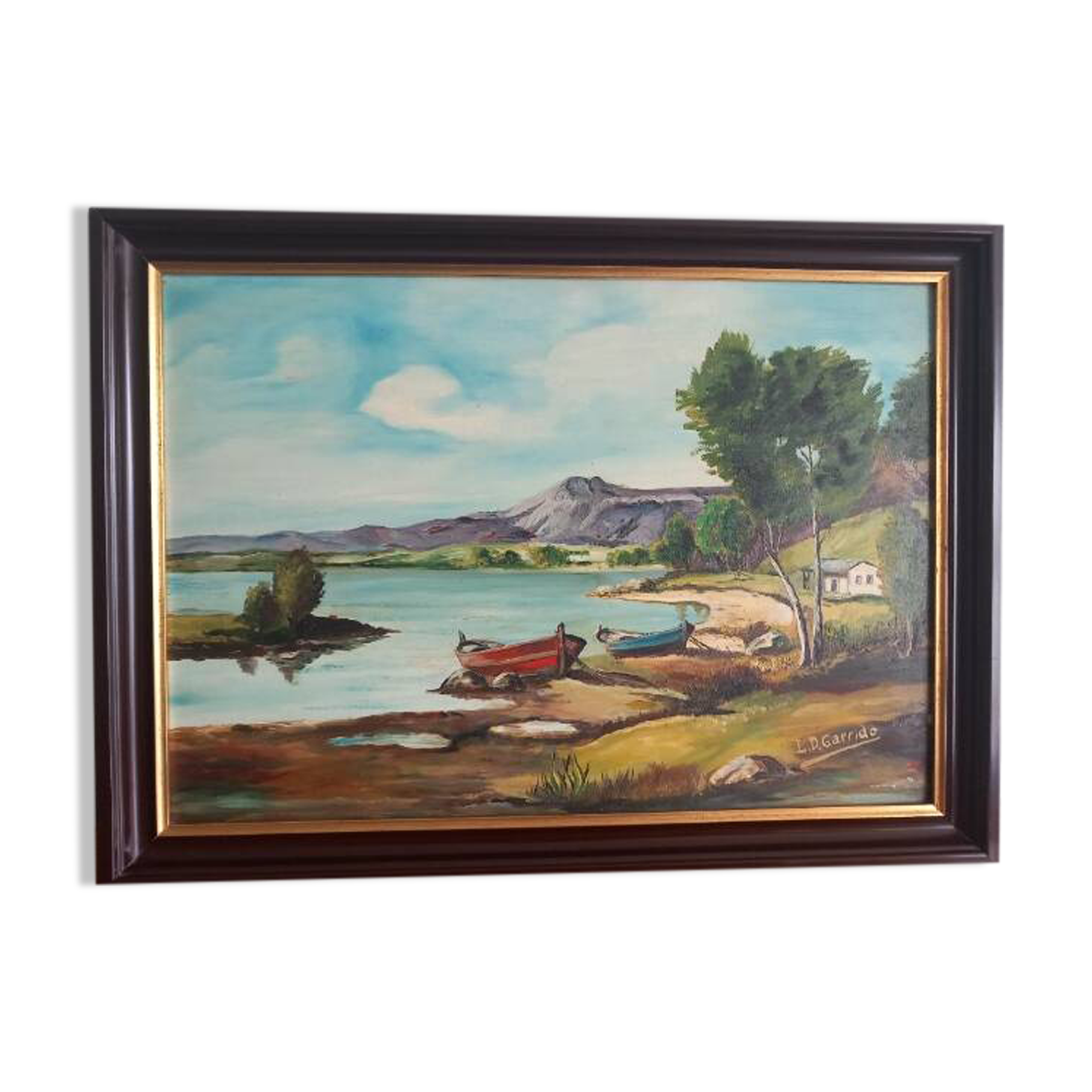 Marine with Shimmering Boats – Knife Oil by Louis D. Garrido