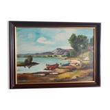 Marine with Shimmering Boats – Knife Oil by Louis D. Garrido