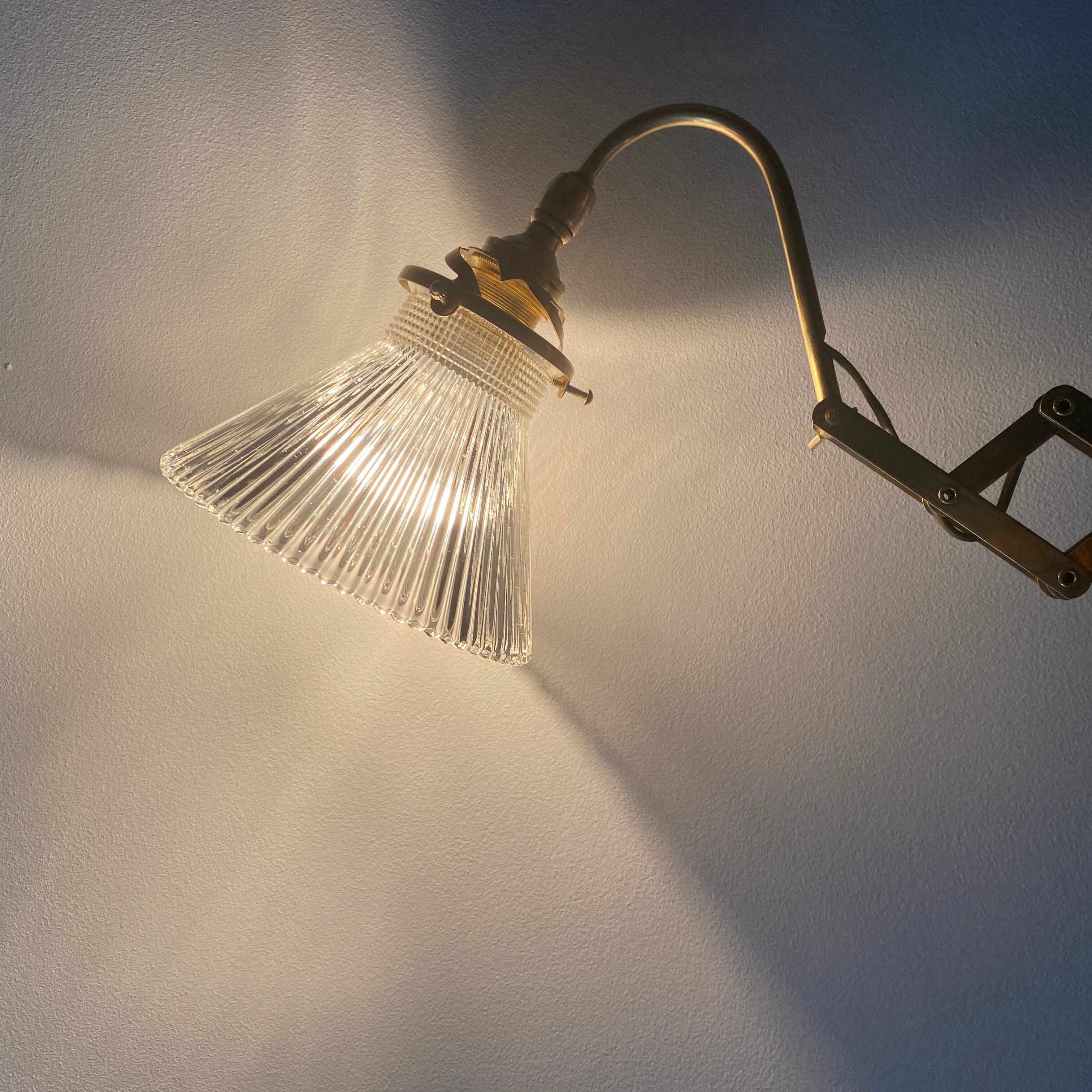 Old vintage brass accordion lamp