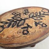 Table basse en pierre de lave et bois, années 1960