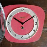 Vintage formica silent wall clock "Bayard red"