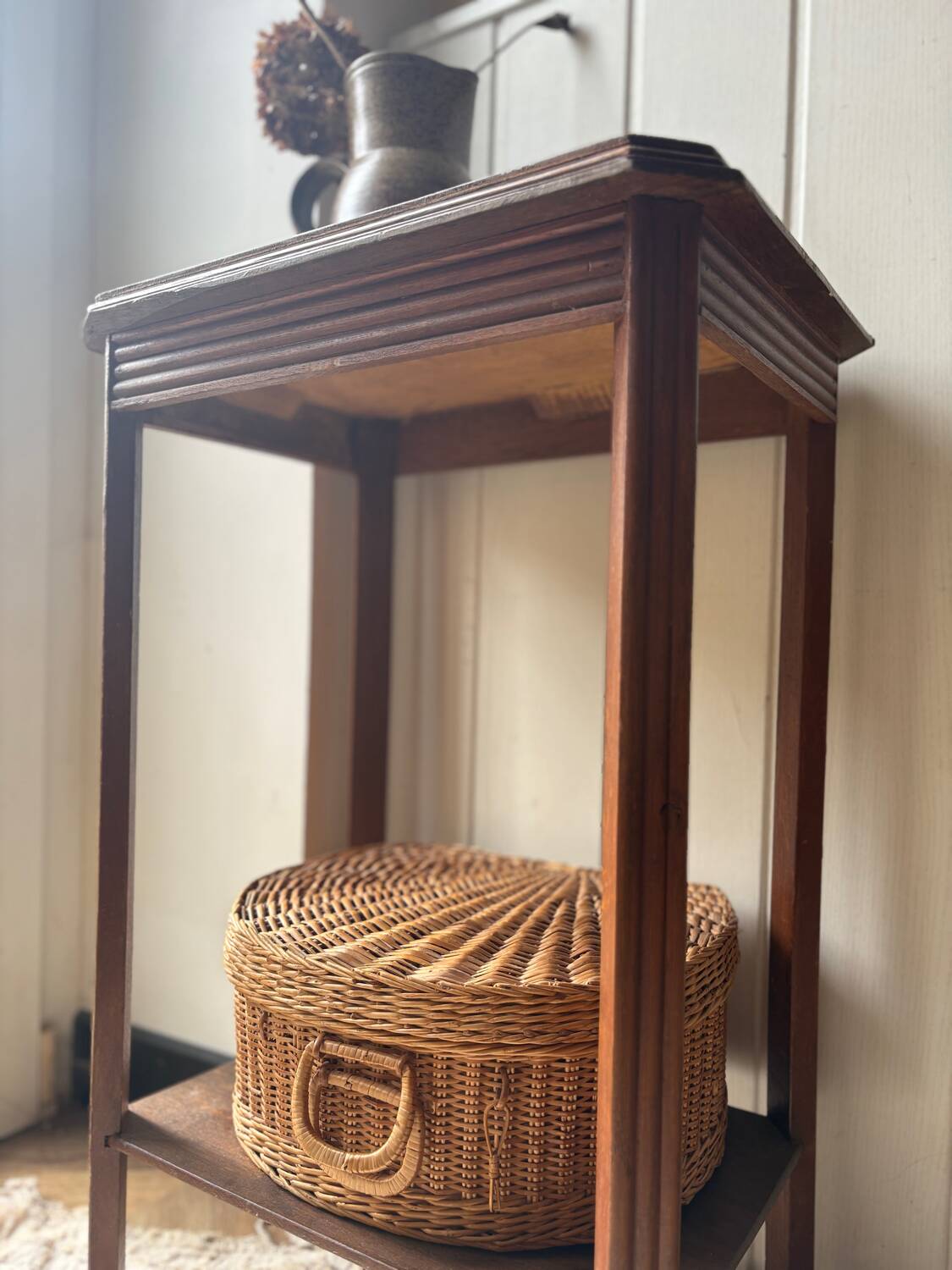 Art Deco bedside table in solid wood