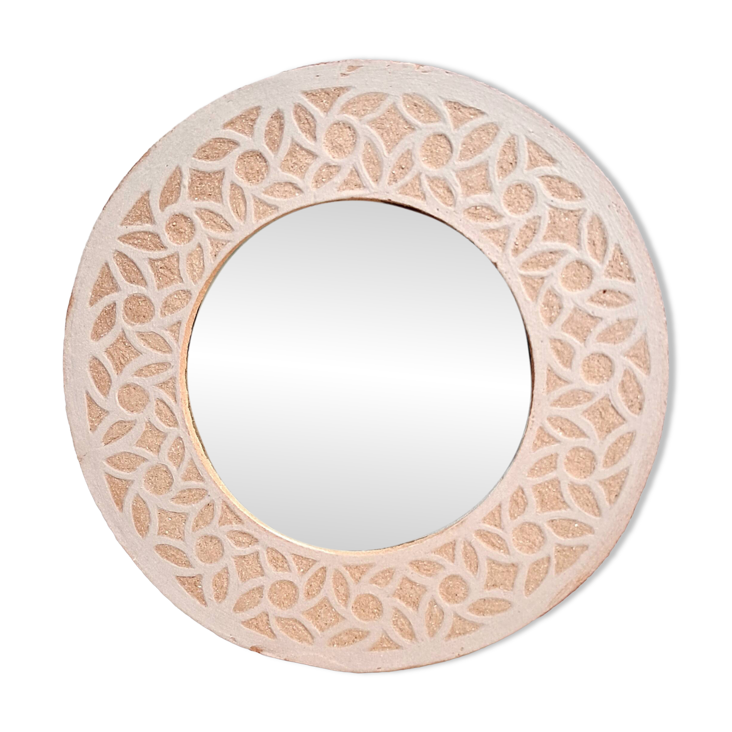 Stoneware mirror with sgraffito decoration