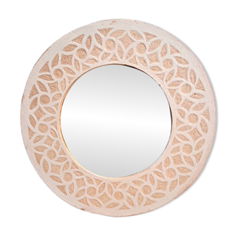 Stoneware mirror with sgraffito decoration