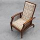 Arts & Craft oak armchair with spindle sides and tweed upholstery, Belgium