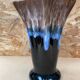 Ancien Vase Style Vallauris Céramique Noir Bleu Beige Vintage
