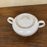 ADP France white and gold porcelain sugar bowl