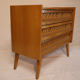 Commode vintage en bois et rotin 1960