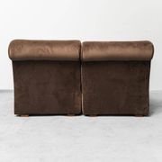 Pair of brown velvet armchairs from the 1970s vintage modernism