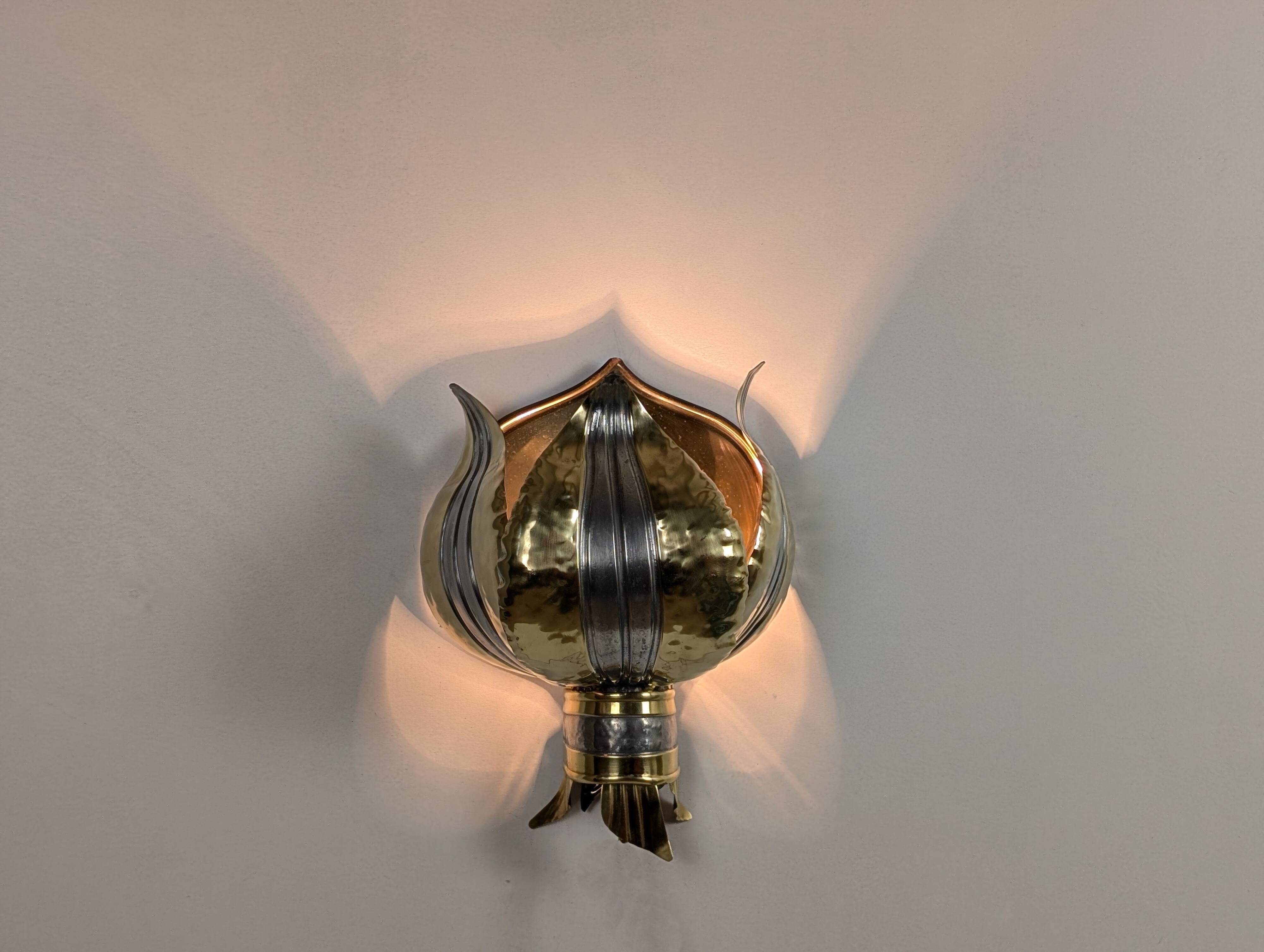 70' brass lotus wall light