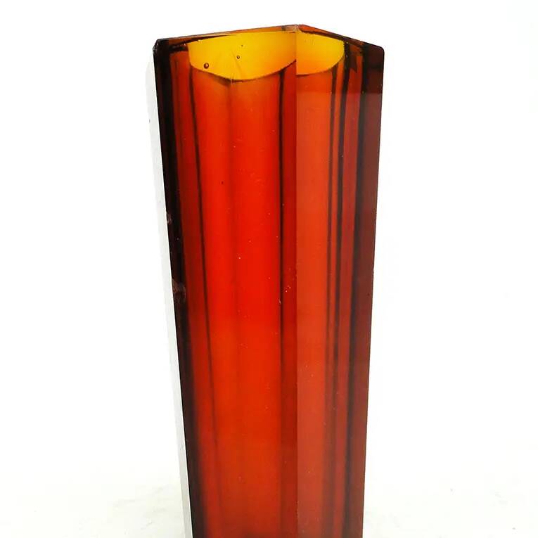 Art Deco vase, pressed glass, Zawiercie Glassworks, Poland, 1930s
