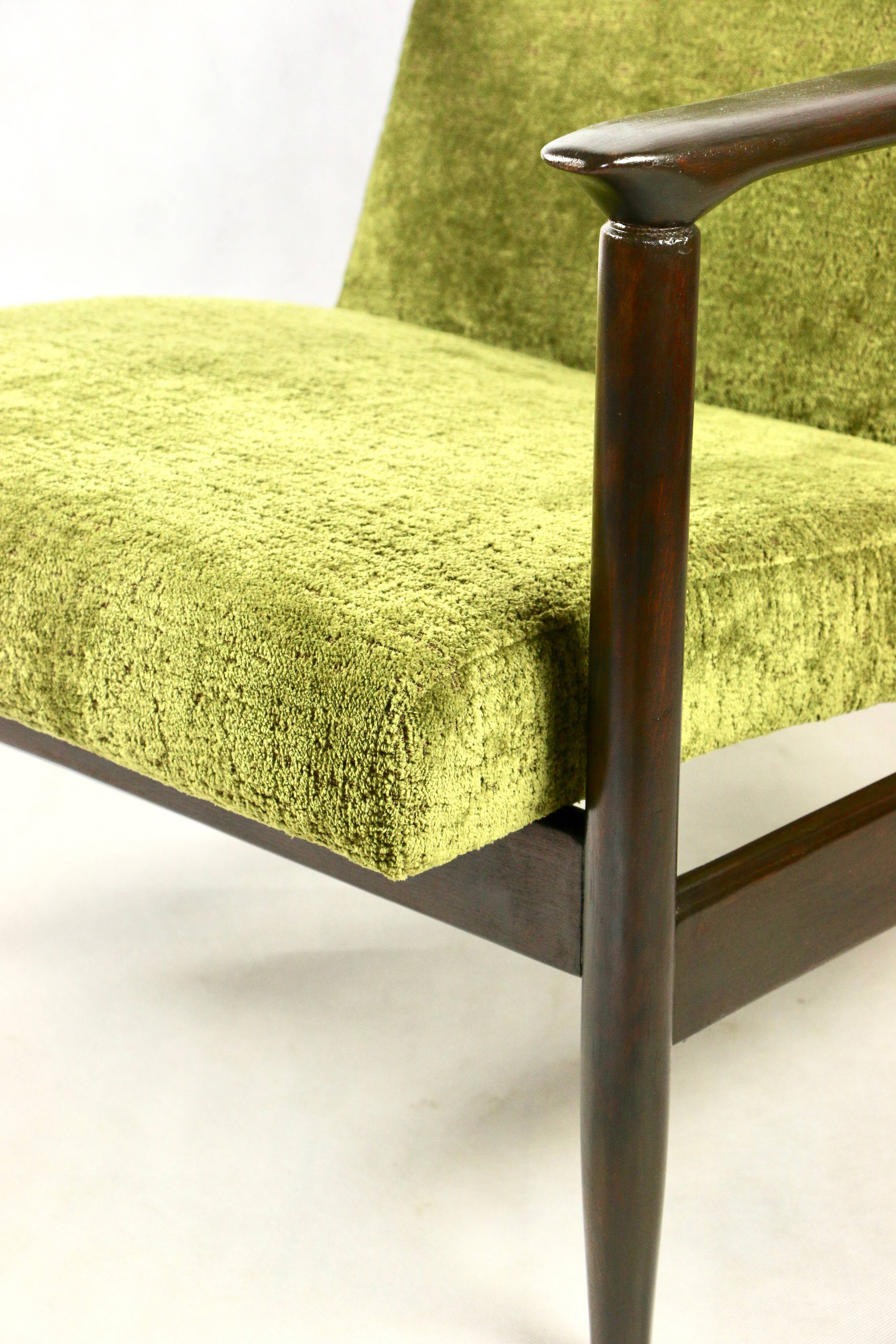 GFM-142 Armchair in Olive green attributed to Edmund Homa, 1970s - brown wood