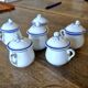 6 old cream pots
